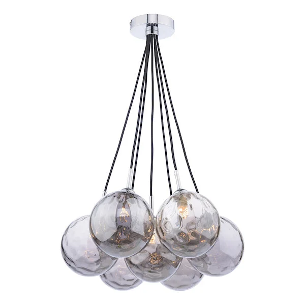 Metal Ceiling Lights in Brass, Copper, Stainless Steel, and IronDar Elpis 7 Light Cluster Pendant Smoked Glass Metal Ceiling Lights in Brass, Copper, Stainless Steel, and IronDar Elpis 7 Light Cluster Pendant Smoked Glass