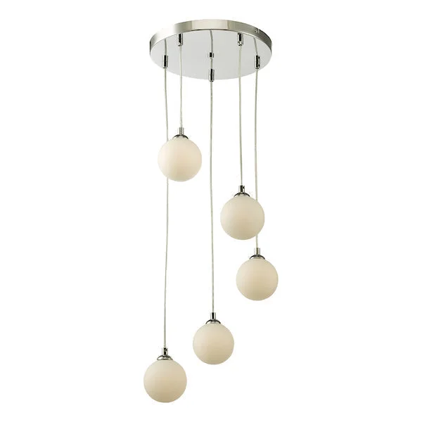 Mediterranean - Style Ceiling Lights with Terra - Cotta and Ceramic DetailsDar Federico 5 Light Cluster Pendant Polished Chrome Opal Glass