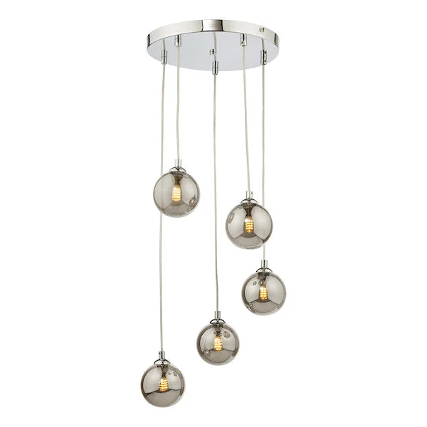 Crystal Ceiling Lights with High - Quality Swarovski CrystalsDar Federico 5 Light Cluster Pendant Polished Chrome Smoked Glass Crystal Ceiling Lights with High - Quality Swarovski CrystalsDar Federico 5 Light Cluster Pendant Polished Chrome Smoked Glass