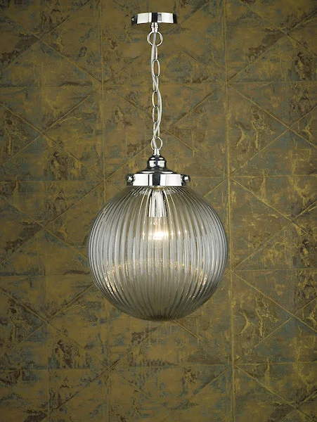 Chinese - Style Ceiling Lights with Red Lantern - Inspired DesignsDar Tamara Pendant Satin Nickel & Ribbed Glass Chinese - Style Ceiling Lights with Red Lantern - Inspired DesignsDar Tamara Pendant Satin Nickel & Ribbed Glass