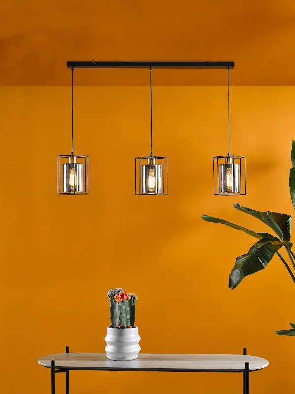 Metal Ceiling Lights in Brass, Copper, Stainless Steel, and IronDar Tatum 3 Light Bar Pendant Matt Black and Smoked Glass Metal Ceiling Lights in Brass, Copper, Stainless Steel, and IronDar Tatum 3 Light Bar Pendant Matt Black and Smoked Glass