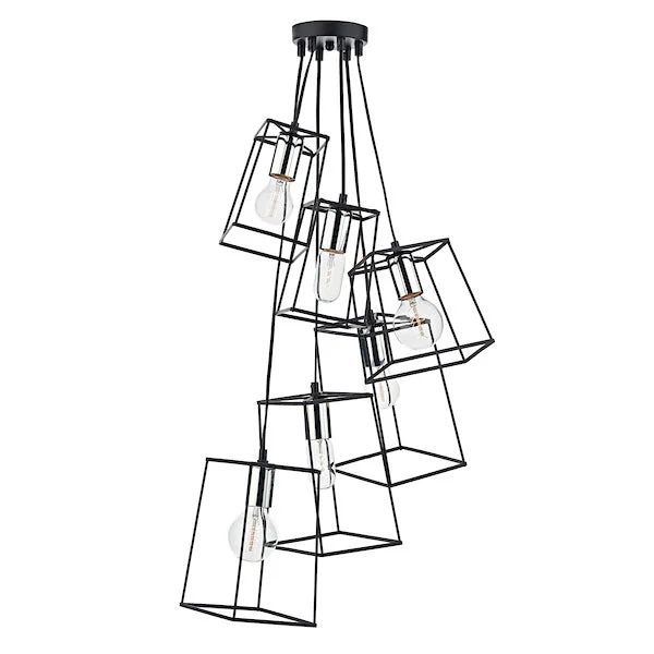 Bohemian Ceiling Lights with Beads, Tassels, and Colorful GlassDar Tower 6 Light Cluster Pendant Black and Polished Chrome Bohemian Ceiling Lights with Beads, Tassels, and Colorful GlassDar Tower 6 Light Cluster Pendant Black and Polished Chrome