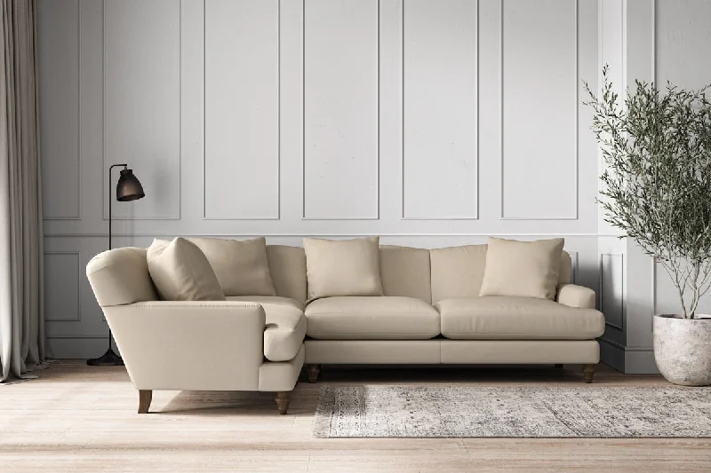 Scandinavian Style Ceiling Lights with Light Wood AccentsDeni Large Left Hand Corner Sofa - Recycled Cotton Stone Scandinavian Style Ceiling Lights with Light Wood AccentsDeni Large Left Hand Corner Sofa - Recycled Cotton Stone