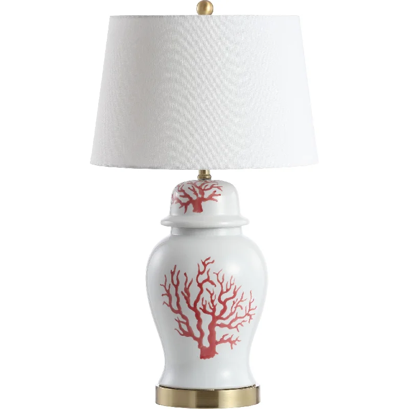fabric table lamps with a linen shade for a relaxed and breathable lookEmbrace Table Lamps Red/White (Set of 2)