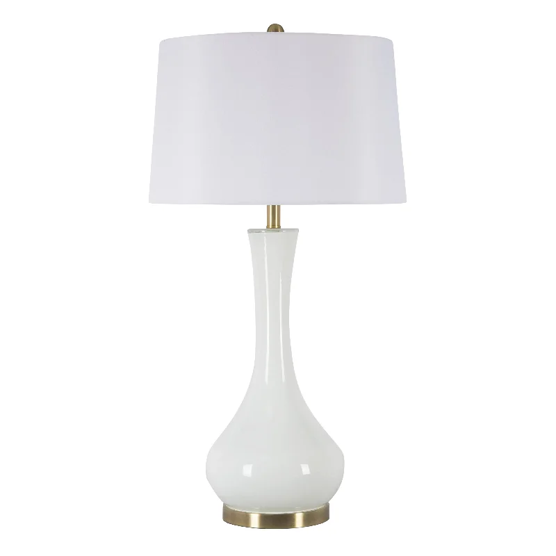 rustic farmhouse table lamps for cozy kitchensGLASS 34" TEARDROP TABLE LAMP,WHITE