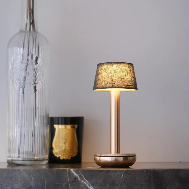 glass table lamps with a frosted surface for soft light diffusionHumble Two Linen Table Lamp - Gold/Emerald