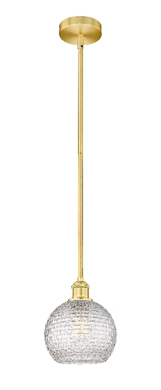 Japanese - Inspired Ceiling Lights with Shoji - Screen - like DiffusersInnovations Lighting 616-1S-SG-G122C-8CL Edison Pendant Light Satin Gold Japanese - Inspired Ceiling Lights with Shoji - Screen - like DiffusersInnovations Lighting 616-1S-SG-G122C-8CL Edison Pendant Light Satin Gold
