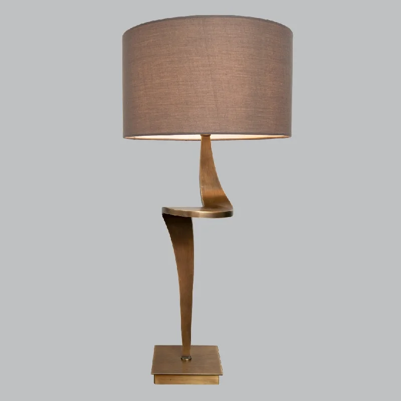 wooden table lamps with natural grain for a warm and organic feelLivingsley Nero Table Lamp – Antique Brass – Left