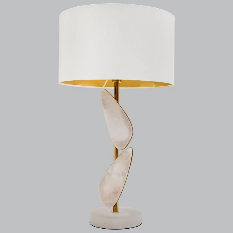 metal table lamps with a matte black finish for a sleek appearanceLivingsley Rift Table Lamp – White and Antique Brass