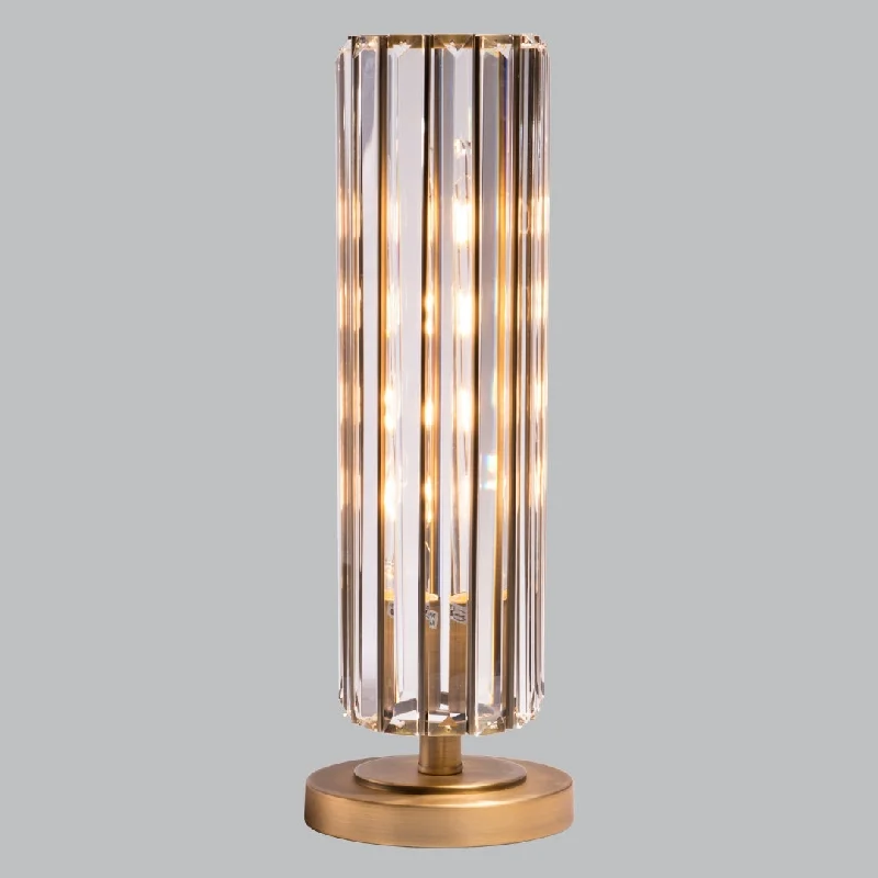 glass table lamps with a frosted surface for soft light diffusionLivingsley Yule Table Lamp – Antique Brass and Crystal