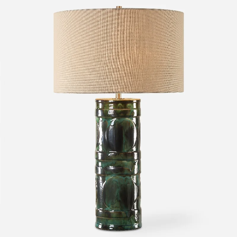 industrial style table lamps with exposed bulbs for loft apartmentsLoch Green Glaze Table Lamp
