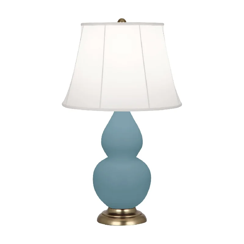 ceramic table lamps with hand painted designs for an artistic touchMatte Steel Blue Glazed Ceramic Double Gourd Accent Lamp