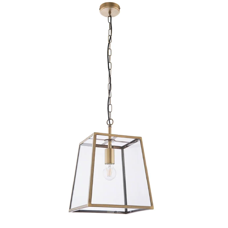 Glass Ceiling Lights with Frosted, Colored, or Etched GlassSingle Box Pendant, Antique Brass - ID 12037 Glass Ceiling Lights with Frosted, Colored, or Etched GlassSingle Box Pendant, Antique Brass - ID 12037