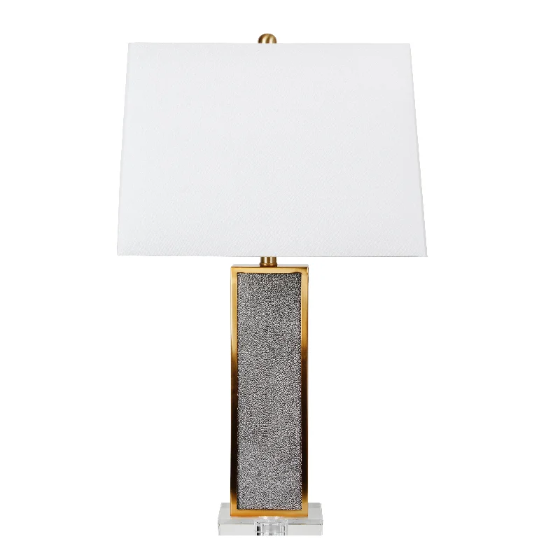 bohemian table lamps with colorful patterns for eclectic bedroomsMETAL 29" TABLE LAMP ON CRYSTAL BASE, GRAY