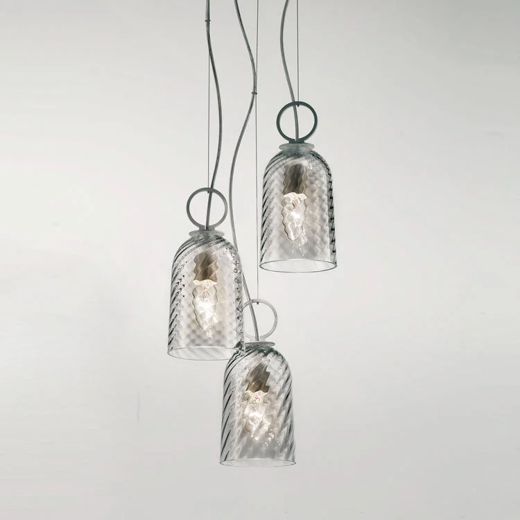 Metal Ceiling Lights in Brass, Copper, Stainless Steel, and IronModern Triple Cluster Pendant Light In Clear Or Amber Murano Glass Metal Ceiling Lights in Brass, Copper, Stainless Steel, and IronModern Triple Cluster Pendant Light In Clear Or Amber Murano Glass