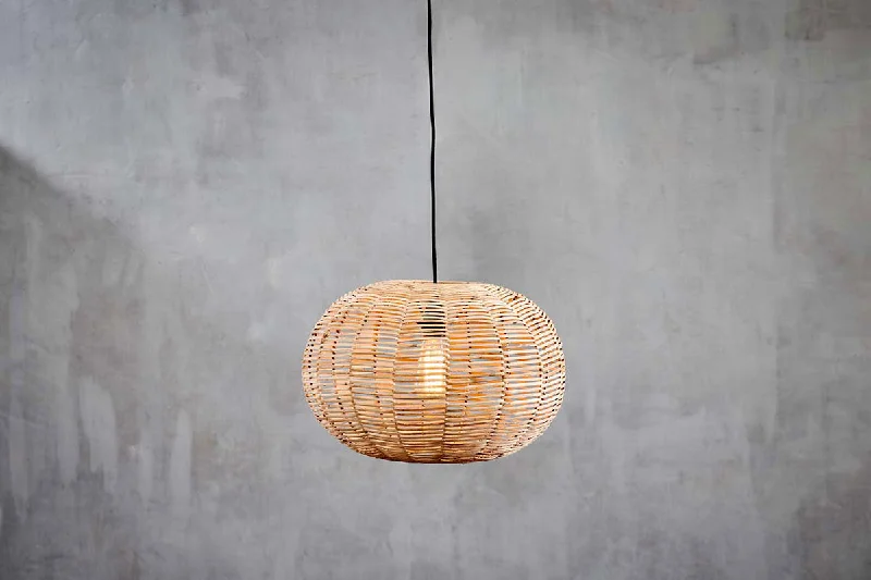 Rustic Ceiling Lights with Reclaimed Wood and Distressed FinishesNoko Wicker Round Pendant - Natural - Large
