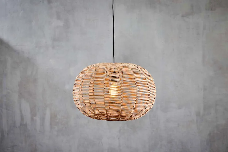African - Inspired Ceiling Lights with Tribal Patterns and Natural MaterialsNoko Wicker Round Pendant - Natural - Small African - Inspired Ceiling Lights with Tribal Patterns and Natural MaterialsNoko Wicker Round Pendant - Natural - Small