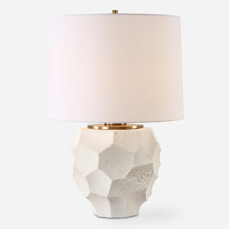 industrial style table lamps with exposed bulbs for loft apartmentsOn Edge Chalk White Table Lamp