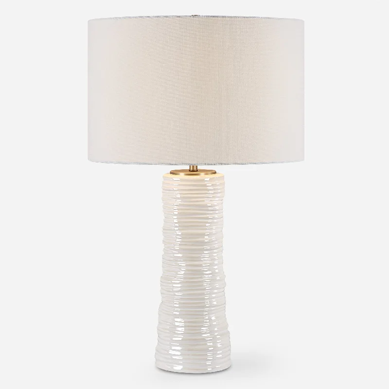 crystal table lamps with dazzling prisms for a glamorous effectPavlova Glossy White Table Lamp