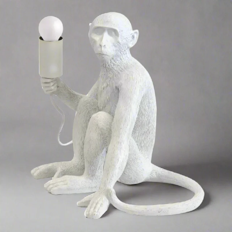 metal table lamps with a matte black finish for a sleek appearanceResin monkey Lamp excluding globe white