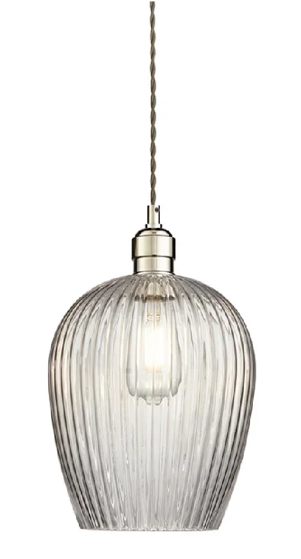 Modern Minimalist Ceiling Lights for Contemporary InteriorsRibbed Glass & Bright Nickel Small Pendant - ID 12972 Modern Minimalist Ceiling Lights for Contemporary InteriorsRibbed Glass & Bright Nickel Small Pendant - ID 12972