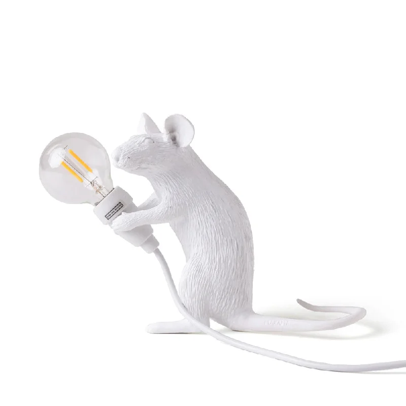 marble table lamps with a luxurious veined pattern for high end decorSeletti Mouse Lamp Mac – White