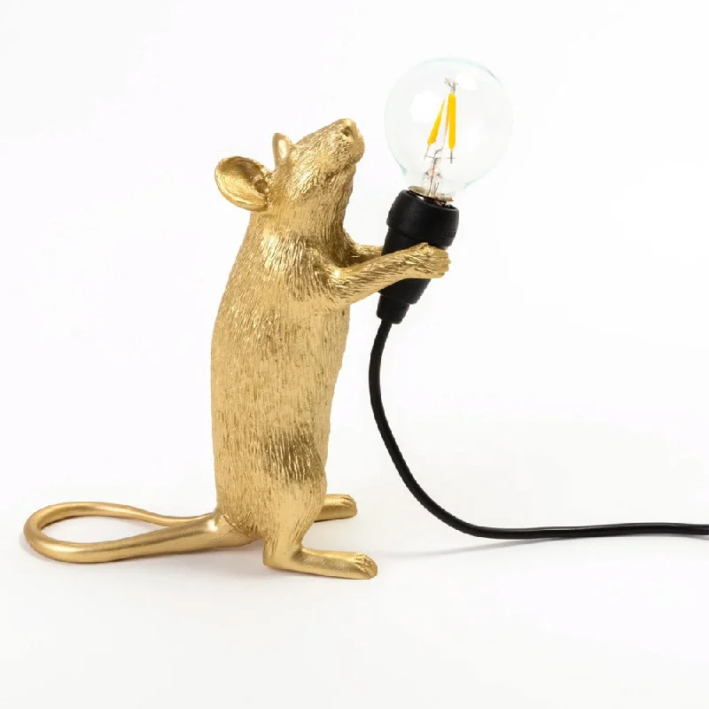 metal table lamps with a matte black finish for a sleek appearanceSeletti Mouse Standing Lamp – Gold