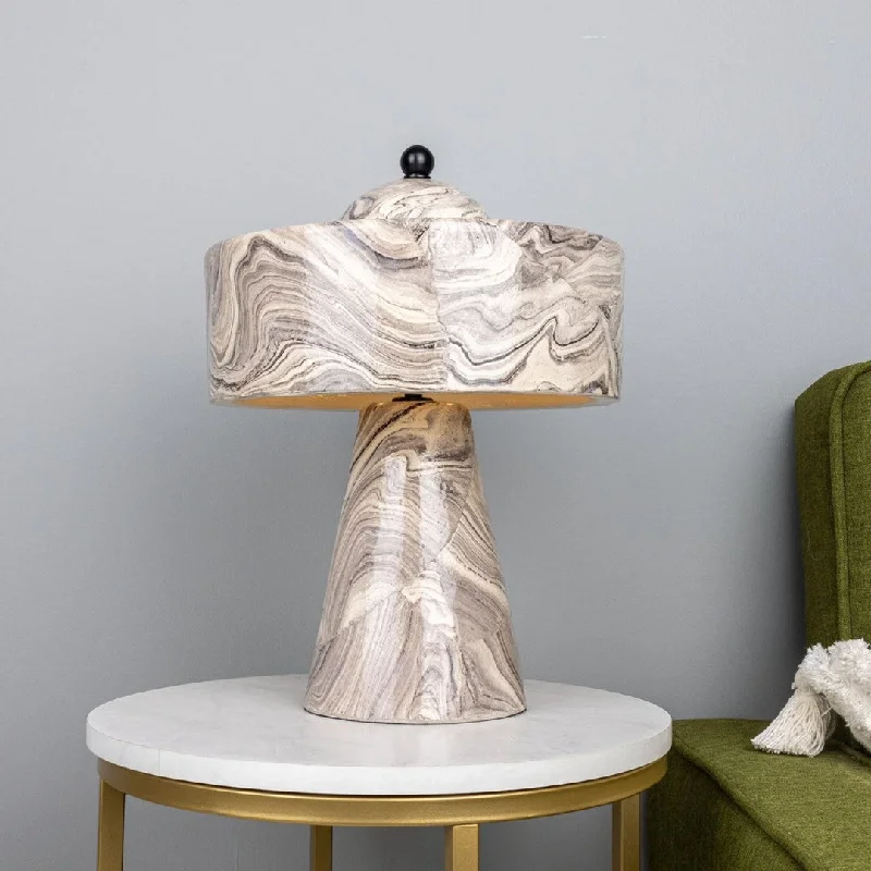 glass table lamps with a frosted surface for soft light diffusionSeville Marbled Ceramic Mid-Century Modern Table Lamp