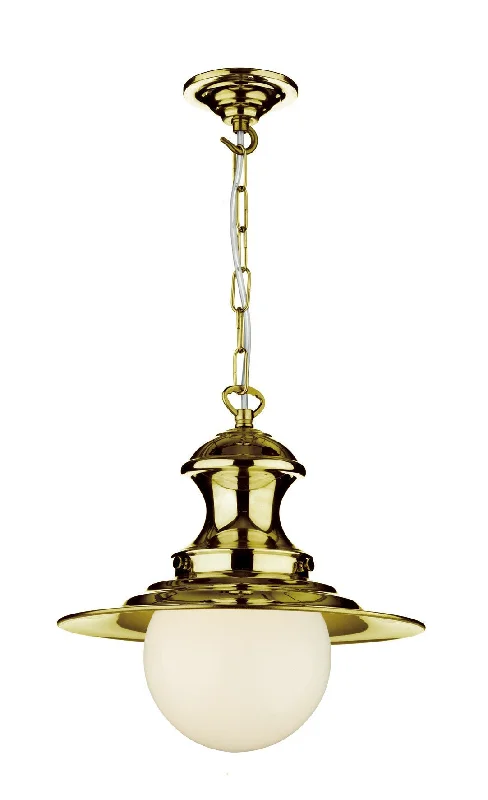 Steampunk Ceiling Lights with Gears, Cogs, and Brass AccentsStation Polished Brass and Glass Small Single Pendant - ID 3739
