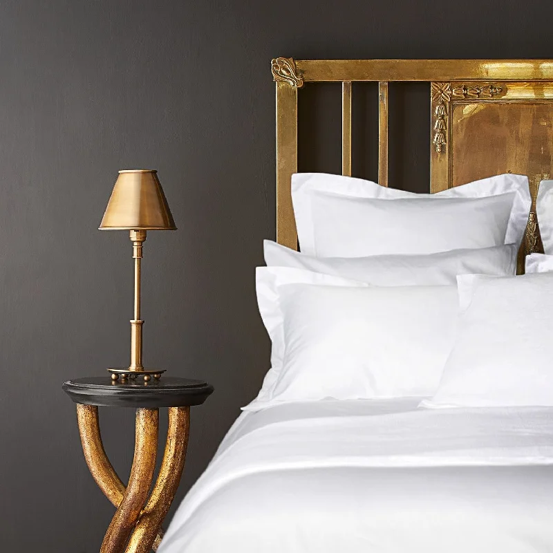 fabric table lamps with a linen shade for a relaxed and breathable lookSmaller Pod table lamp in antique brass