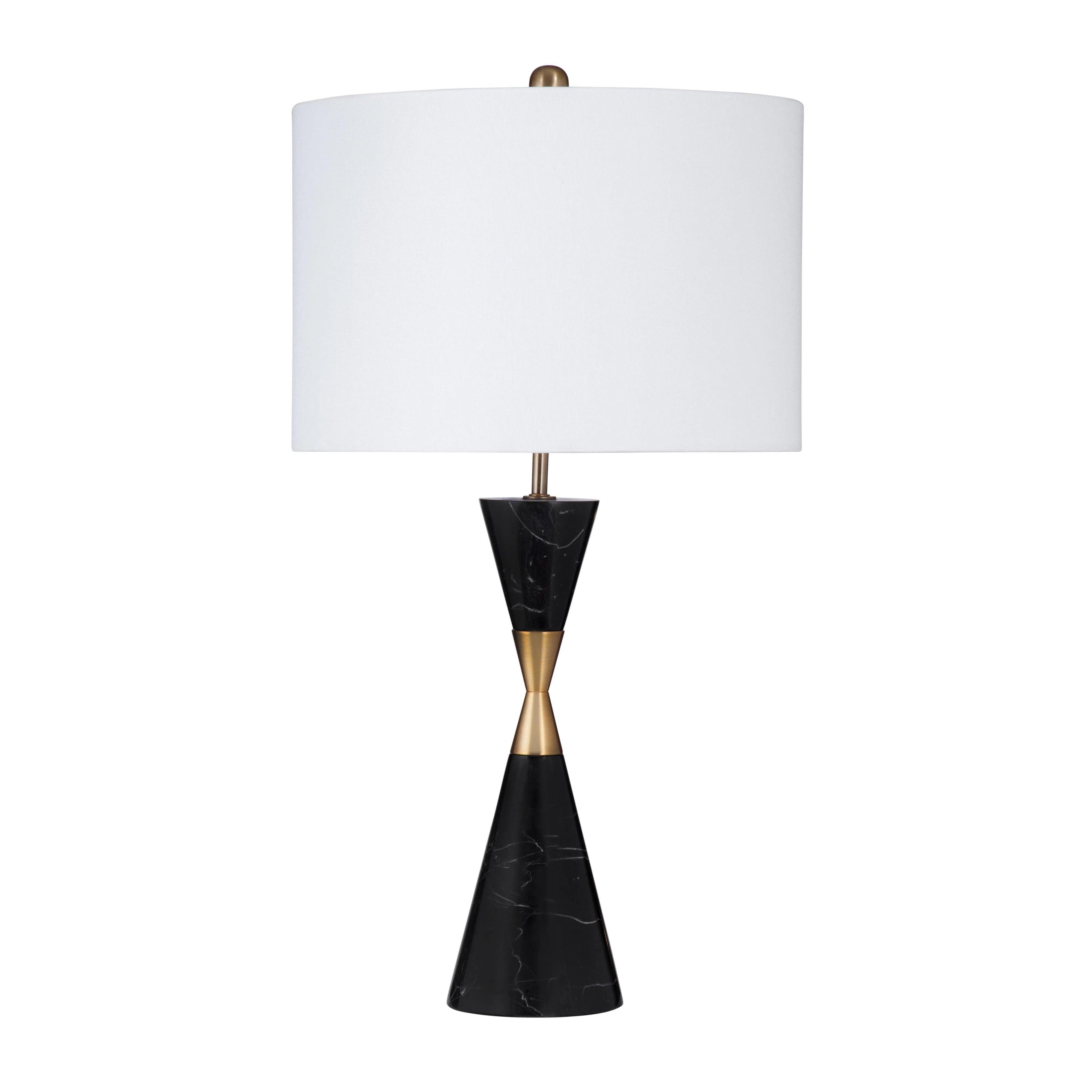 leather table lamps with a distressed texture for a rugged charmTana Black Marble and Metal Table Lamp