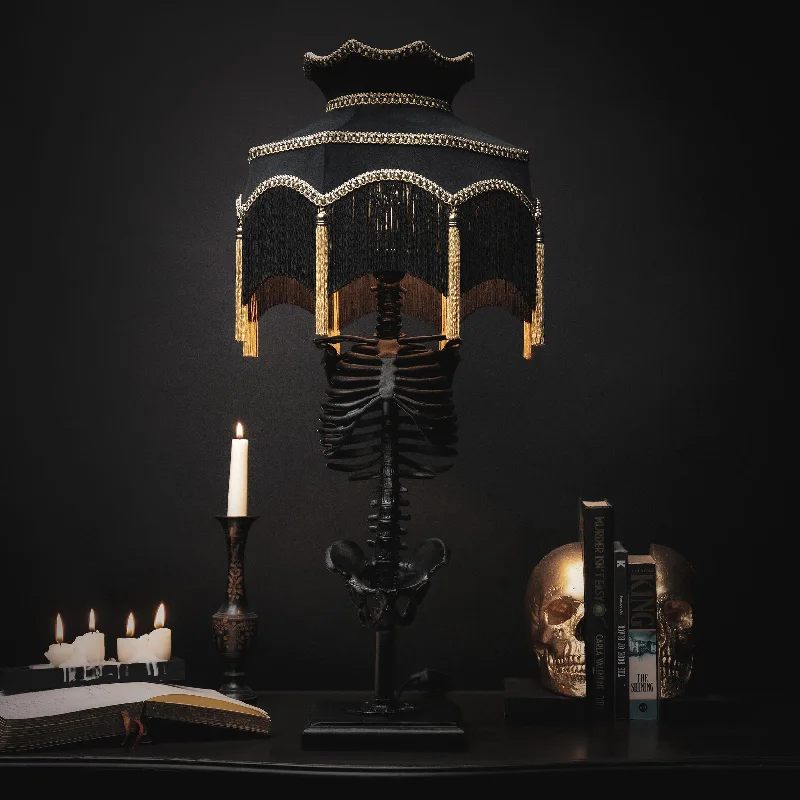 leather table lamps with a distressed texture for a rugged charmBaroque Skeleton Lamp - Nancy Edition by The Blackened Teeth