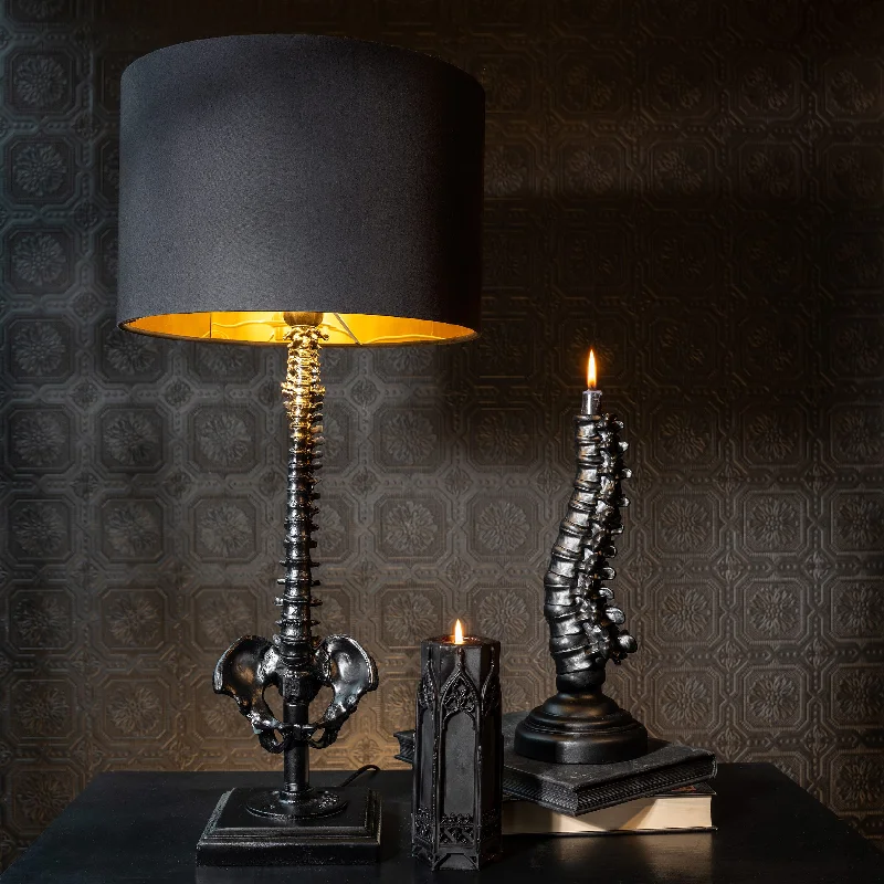 industrial style table lamps with exposed bulbs for loft apartmentsThe Black Spine Lamp by The Blackened Teeth