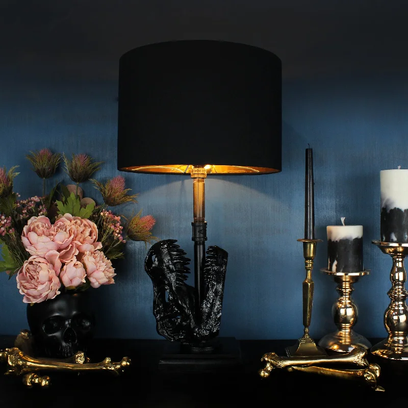 ceramic table lamps with hand painted designs for an artistic touchThe T-Rex Skull Lamp