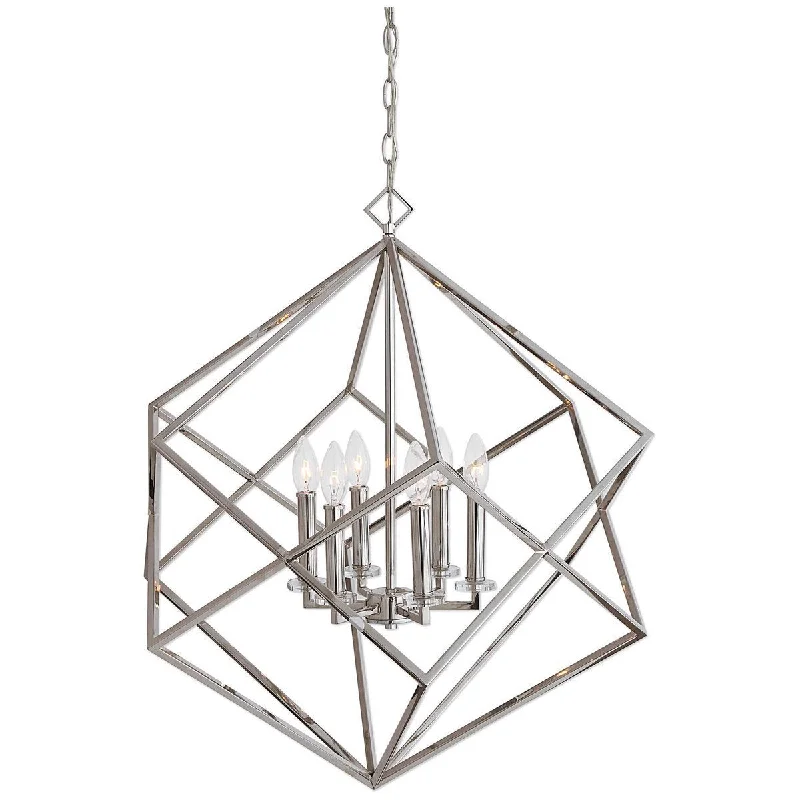 Indian - Themed Ceiling Lights with Intricate Filigree and Mirror WorkUttermost Euclid 6-Light Nickel Cube Pendant Indian - Themed Ceiling Lights with Intricate Filigree and Mirror WorkUttermost Euclid 6-Light Nickel Cube Pendant