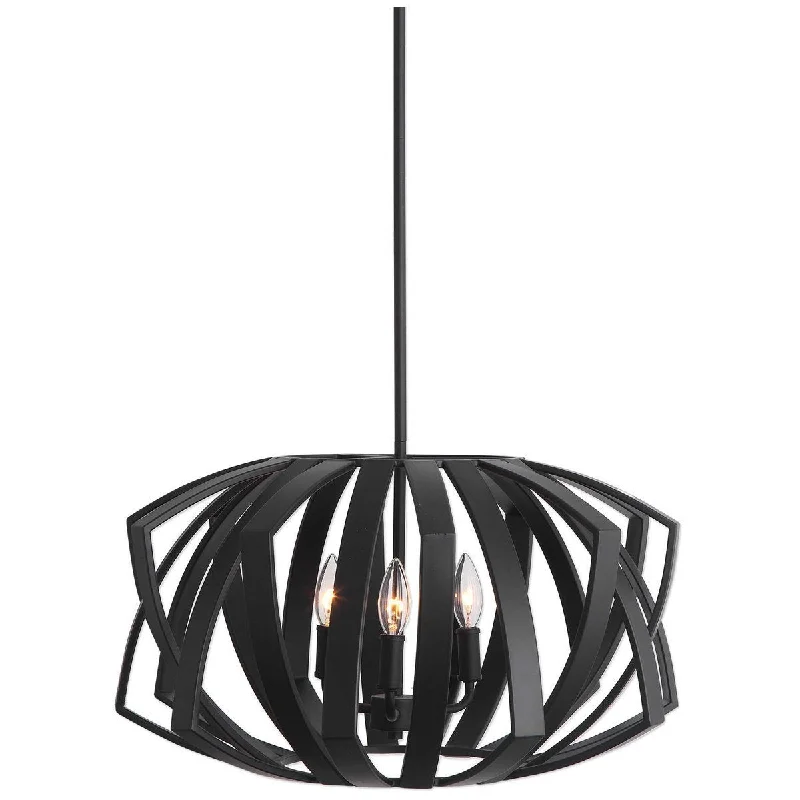 Mid - Century Modern Ceiling Lights with Simple, Sleek LinesUttermost Thales Black Geometric 3-Light Pendant Mid - Century Modern Ceiling Lights with Simple, Sleek LinesUttermost Thales Black Geometric 3-Light Pendant