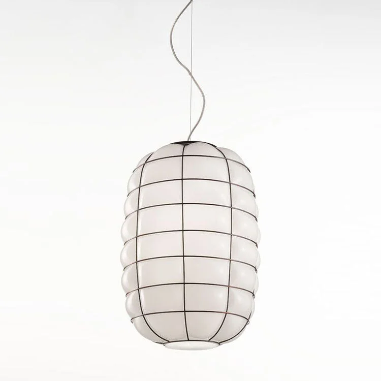 Metal Ceiling Lights in Brass, Copper, Stainless Steel, and IronVersatile White Handblown Murano Glass Lantern-Style Pendant Light Metal Ceiling Lights in Brass, Copper, Stainless Steel, and IronVersatile White Handblown Murano Glass Lantern-Style Pendant Light