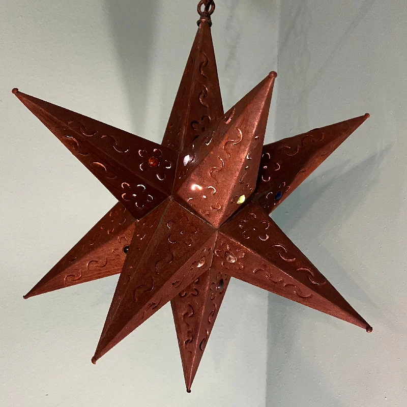 Metal Ceiling Lights in Brass, Copper, Stainless Steel, and IronVintage Pierced Metal Star Lantern Metal Ceiling Lights in Brass, Copper, Stainless Steel, and IronVintage Pierced Metal Star Lantern