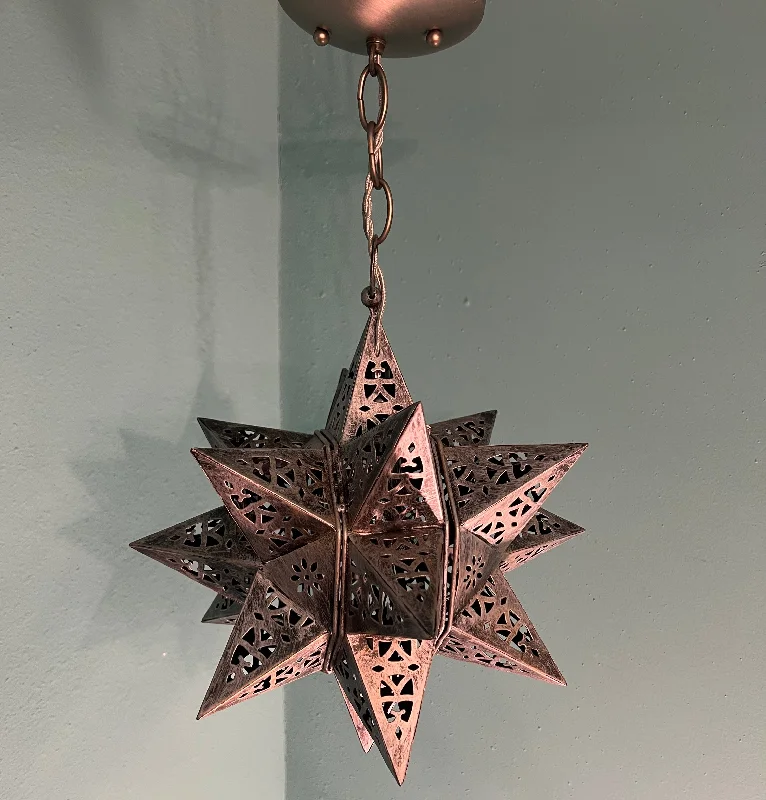 Japanese - Inspired Ceiling Lights with Shoji - Screen - like DiffusersVintage Silver Pierced Metal Star Lantern Japanese - Inspired Ceiling Lights with Shoji - Screen - like DiffusersVintage Silver Pierced Metal Star Lantern