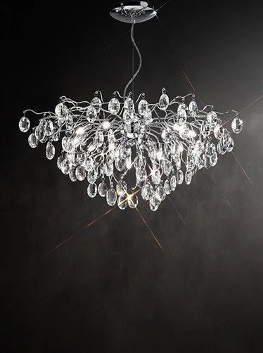 Art Nouveau Ceiling Lights with Organic, Flowing ShapesPolished Chrome and Crystal Large 13 Light Pendant Light - ID 7053 Art Nouveau Ceiling Lights with Organic, Flowing ShapesPolished Chrome and Crystal Large 13 Light Pendant Light - ID 7053